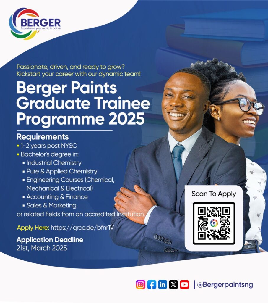 Berger Paints Nigeria 2025 Graduate Trainee Program