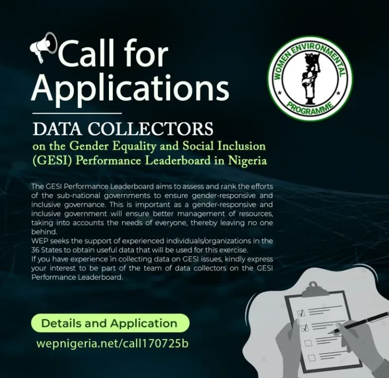 GESI Data Collectors Needed by WEP in All 36 States of Nigeria