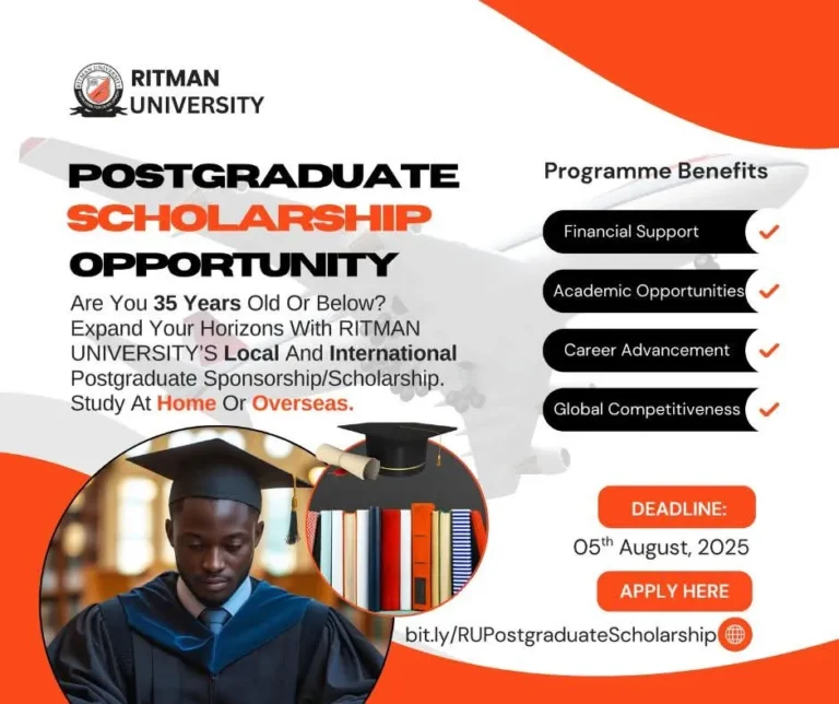 Ritman University Postgraduate Scholarship 2025 (Nigerian/Overseas)
