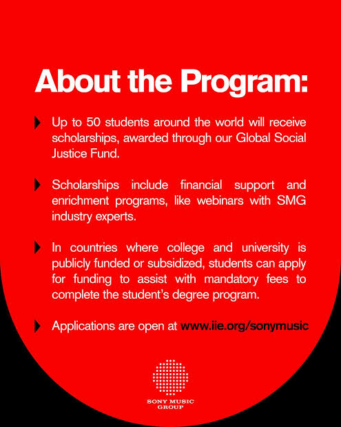 IIE Sony Music Group Global Scholarship 2025