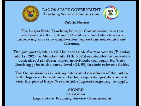Lagos State Government TESCOM Application 2025