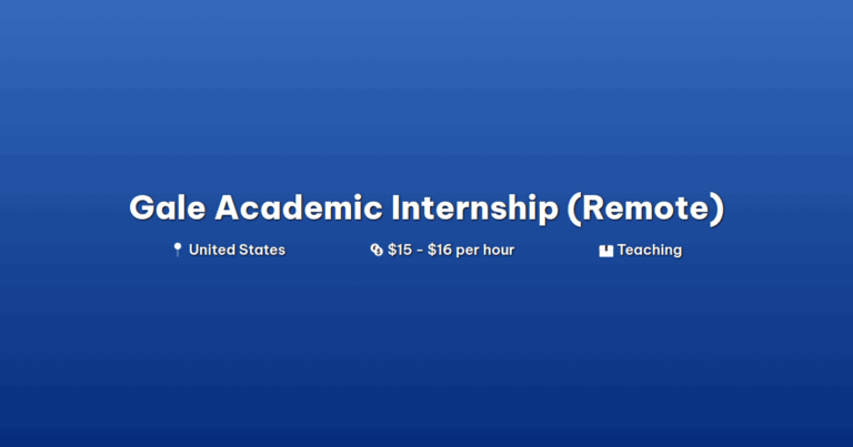 Gale Academic Remote Internship 2025